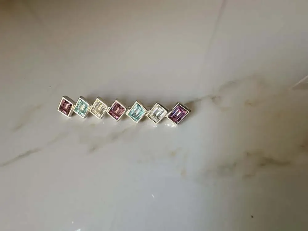 Swarovski Multi-Colored Baguette Stone Bar Pin Brooch